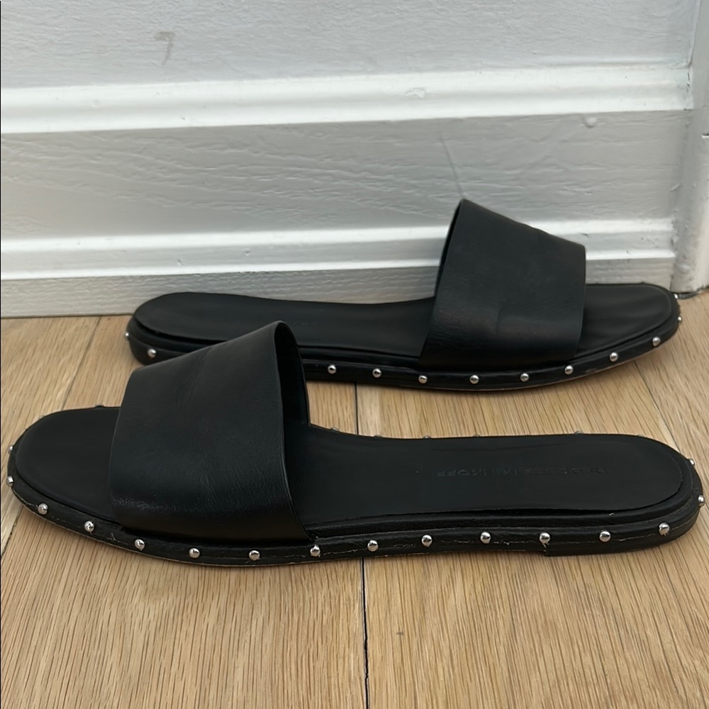 Rebecca Minkoff Black Slide Sandals with Studded Detail